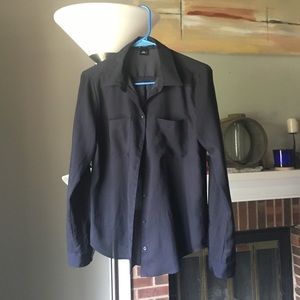 Ann Taylor Navy blue button up blouse